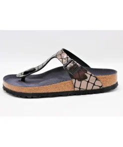 Femme L'Empreinte Chaussures BIRKENSTOCK GIZEH GATOR GLEAM BLACK